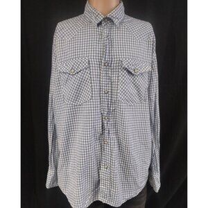 Jeffrey Max Men's Blue Shirt/Pearl Snaps Buttons SzL SKU3787